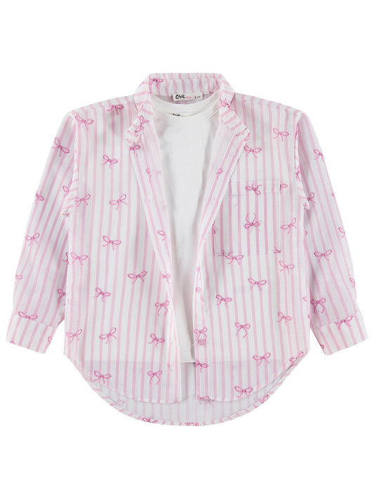 Civil Girls Fiyonk Baskılı 10-13 Yaş Gömlek - Pembe