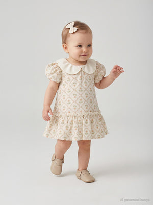Pierre Cardin Bebe Yakalı 6-18 Ay Elbise - Ekru