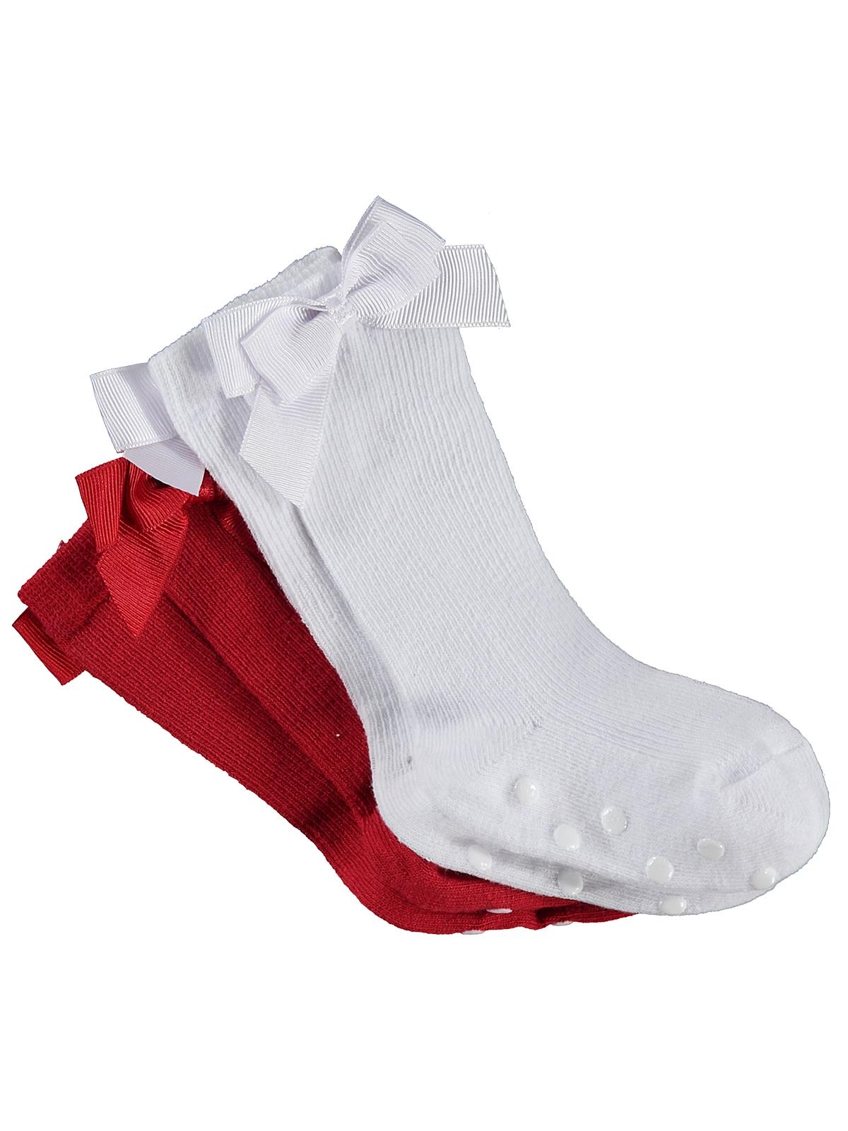 Civil Baby Fiyonk Aksesuarlı Kaydırmaz 2'li 6- Bebek Kız Çorap Set