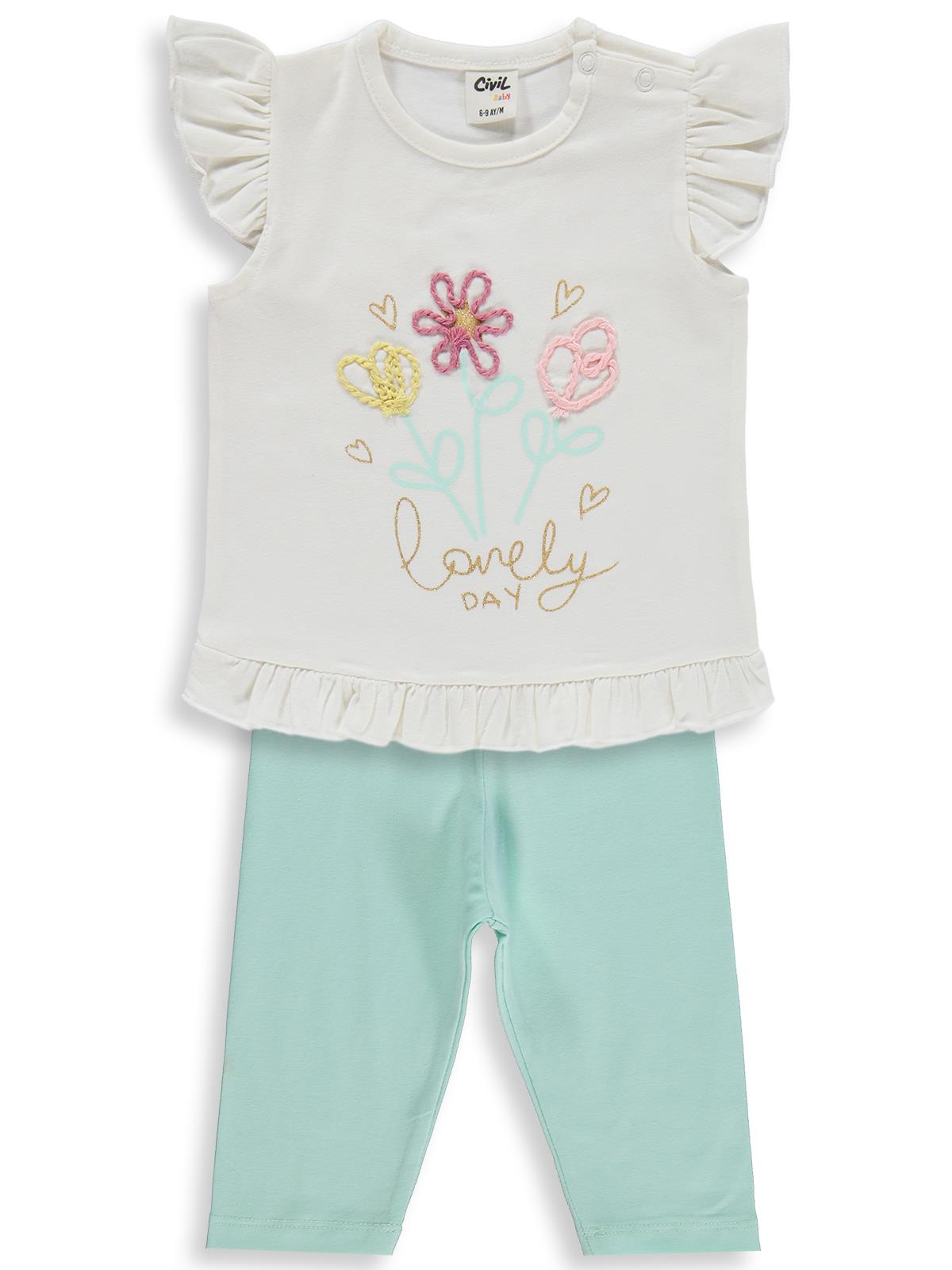 Civil Baby Lonely Day Nakışlı 6-18 Ay Takım - Ekru