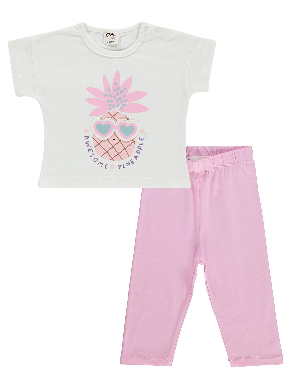 Civil Baby Ananas Baskılı 6-18 Ay Takım - Ekru