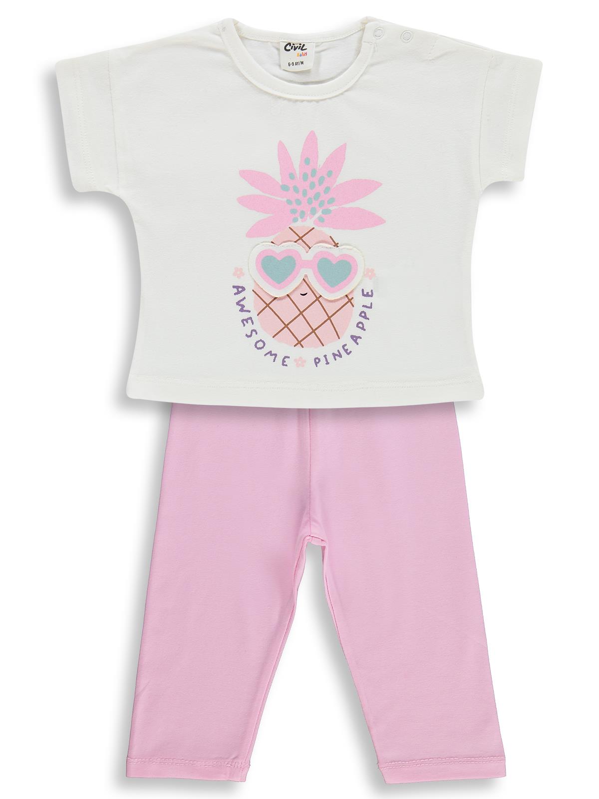 Civil Baby Ananas Baskılı 6-18 Ay Takım - Ekru