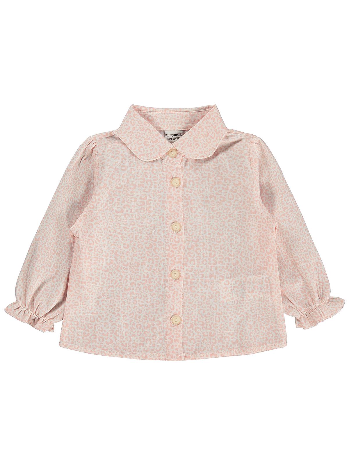 Lüks Kumru Tekstil Leopar Gömlek Dantelli Hırka 3 Lü 6-18 Ay Takım - Pembe