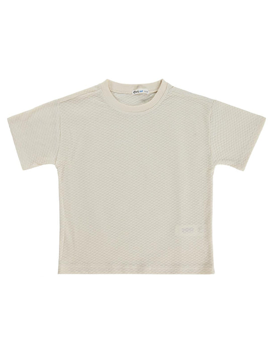 Civil Boys Altıgen Dokulu 6-9 Yaş Tişört - Bej
