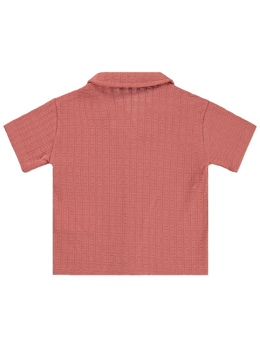 Civil Boys Kare Dokulu Tatil Yaka 2-5 Yaş Gömlek - Pembe