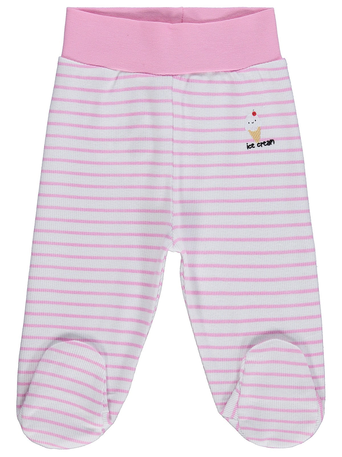 Civil Baby Çizgi Empirme 1-9 Ay Tek Alt Bebe - Beyaz