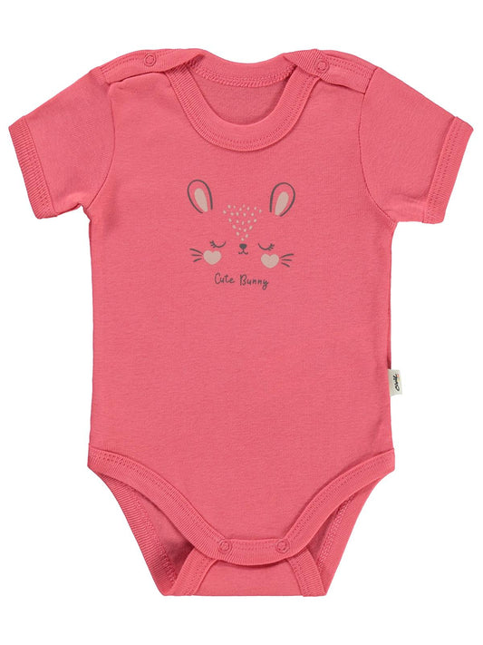 Civil Baby Cute Bunny Baskılı 1-36 Ay Çıtçıtlı Badi - Kırmızı