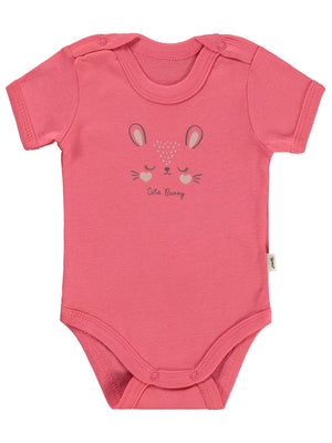 Civil Baby Cute Bunny Baskılı 1-36 Ay Çıtçıtlı Badi - Kırmızı