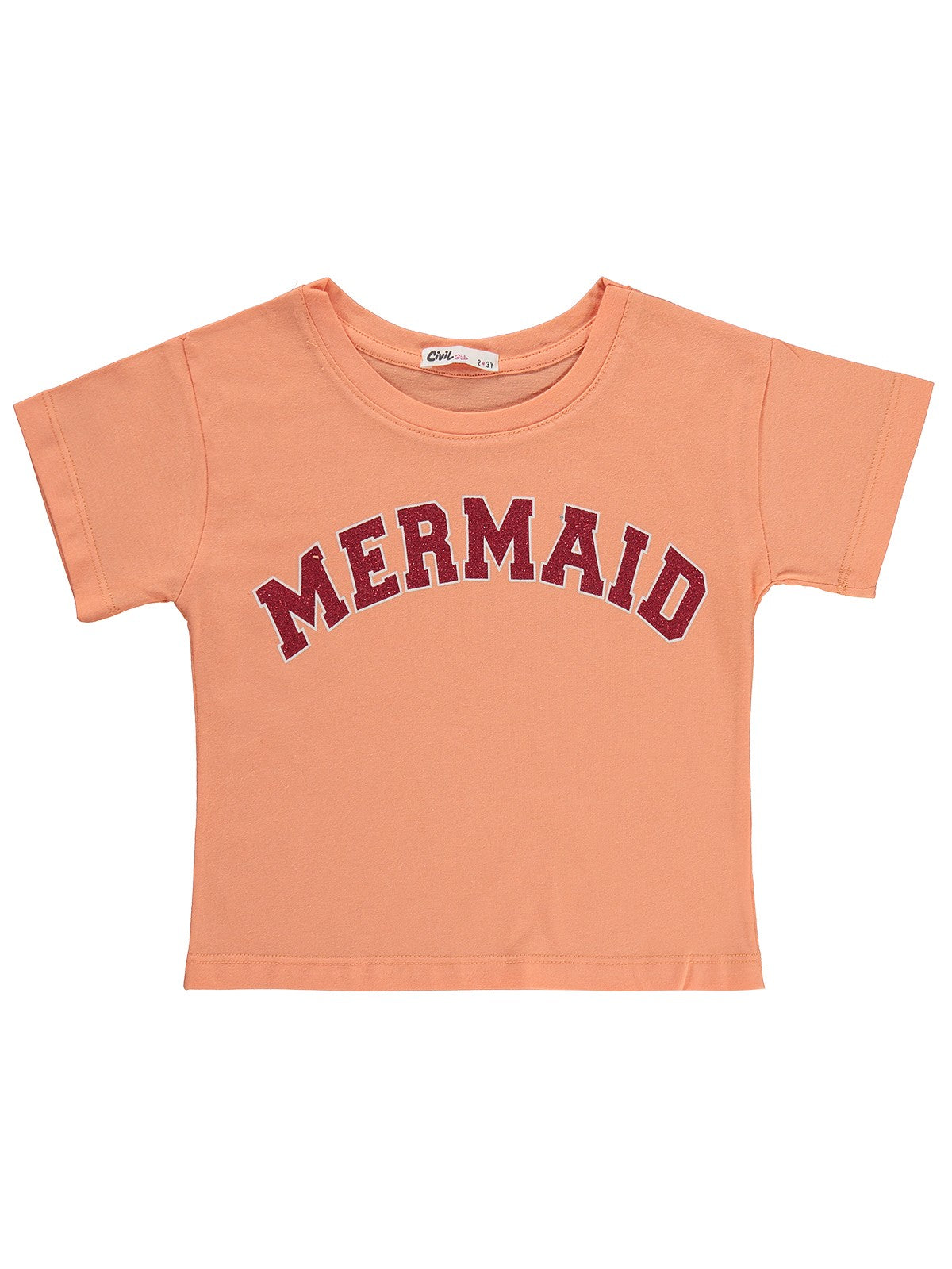 Civil Girls Mermaid Baskılı 2-5 Yaş Tişört - Pudra