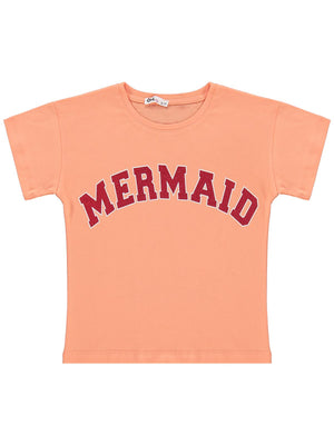 Civil Girls Mermaid Baskılı 6-9 Yaş Tişört - Pudra