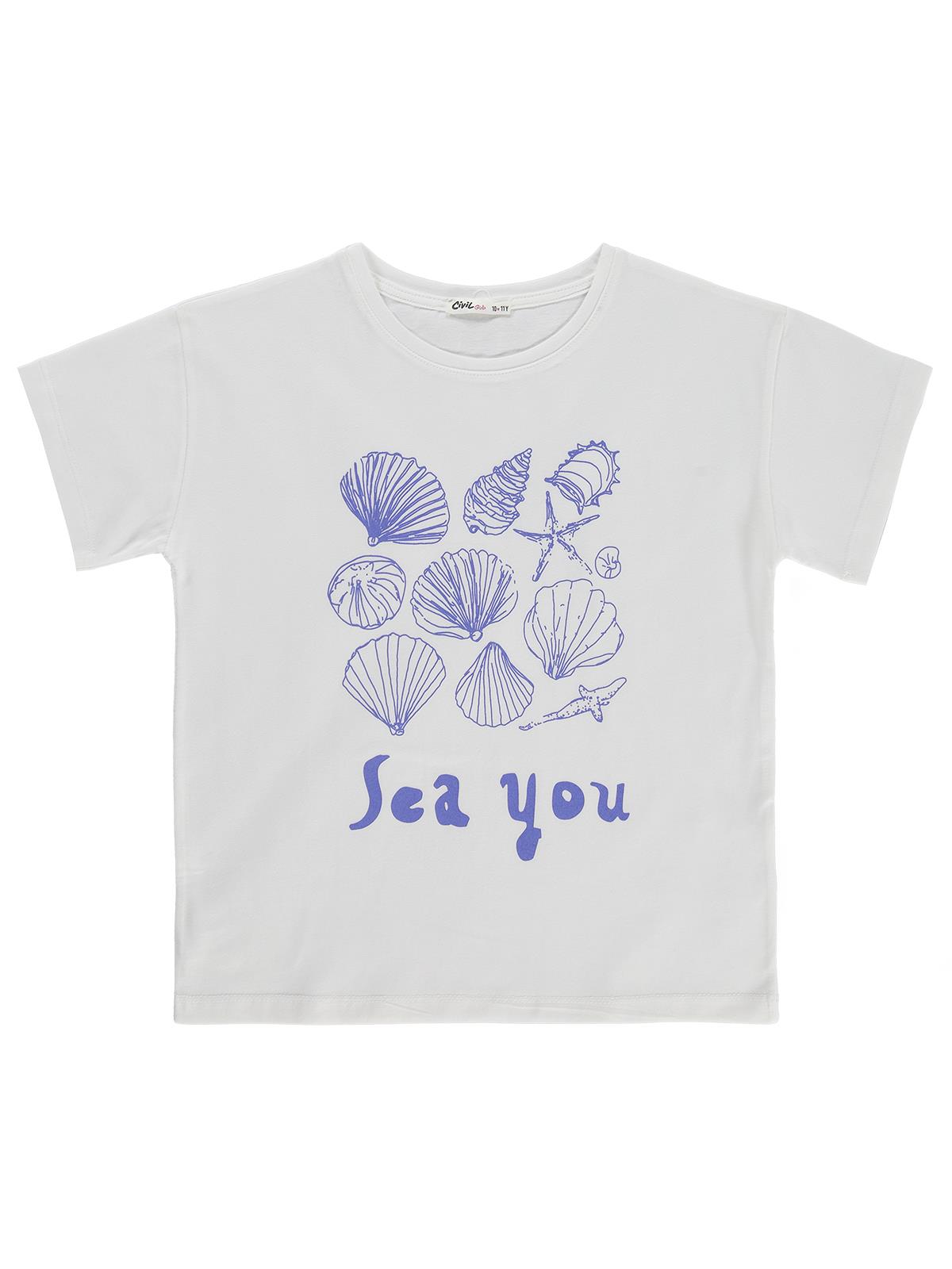 Civil Girls See You Baskılı 10-13 Yaş Tişört - Kırık Beyaz