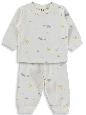 Civil Baby Zürafalı ve Filli 6-18 Ay Pijama Takımı - Ekru
