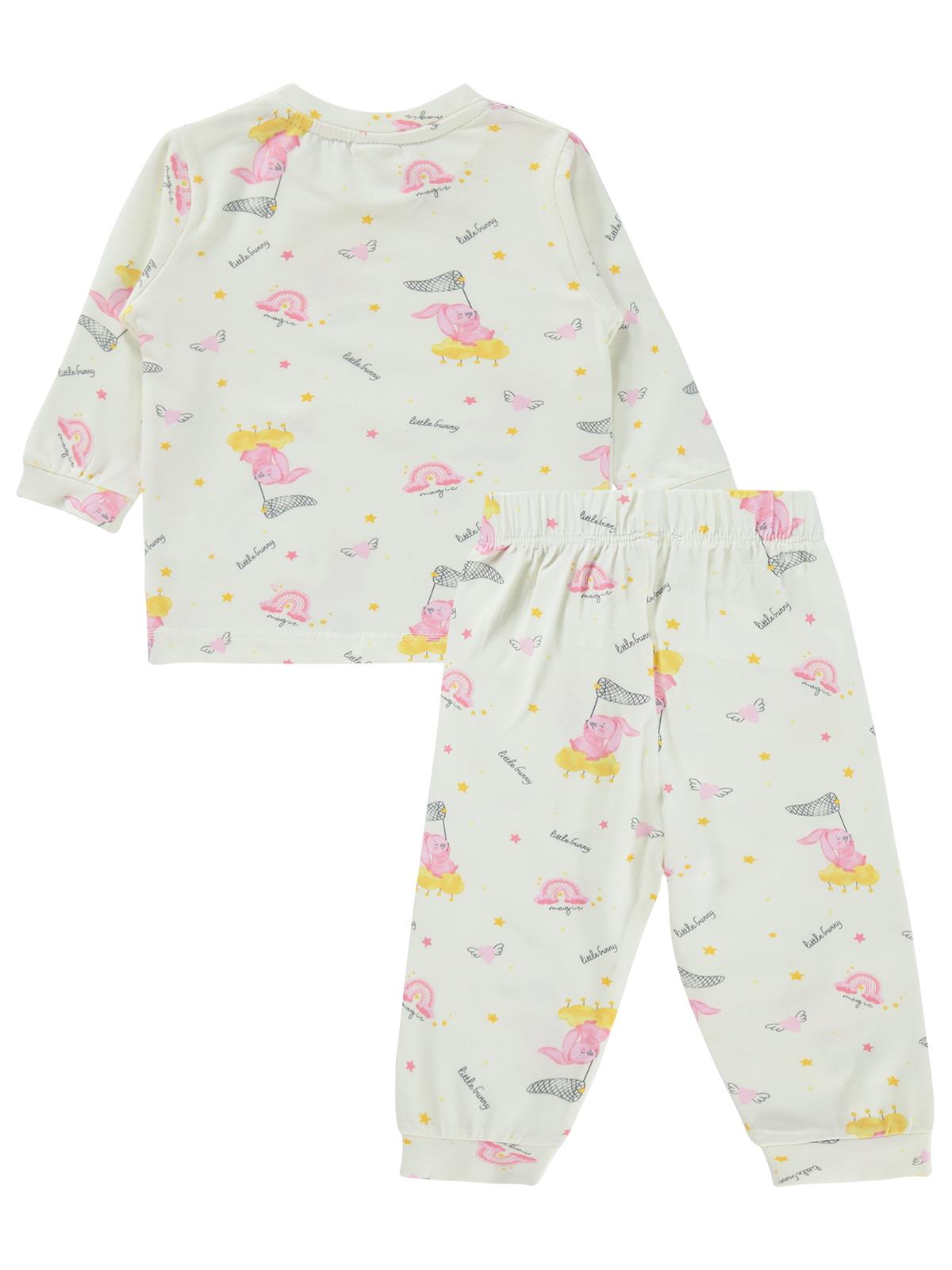 Civil Baby Küçük Fileli Tavşan Empirme 6-18 Ay Pijama Takımı - Ekru