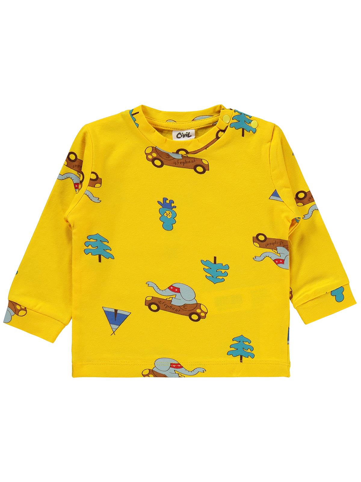 Civil Baby Arabalı ve Filli 6-18 Ay Pijama Takımı - Sarı