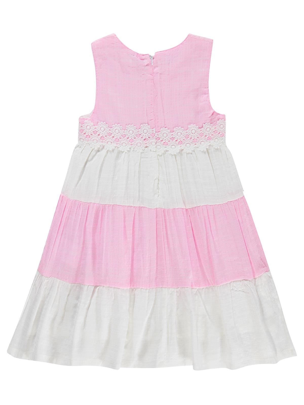 Civil Girls Çiçek Dantelli 6-9 Yaş Elbise - Pembe