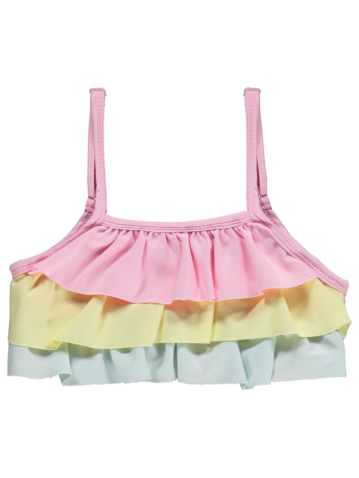 Civil Girls Kat Kat Fırfırlı 2-12 Yaş Mayo Set - Pembe