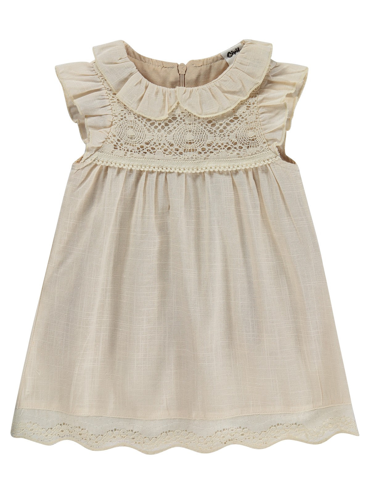 Civil Baby Bebek Yaka Dantelli 6-18 Ay Elbise - Bej