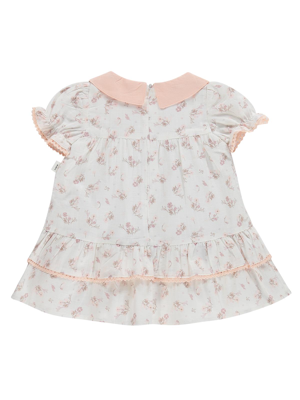 Civil Baby Çiçek Empirme Bebe Yaka 6-18 Ay Elbise - Beyaz