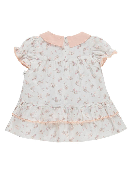 Civil Baby Çiçek Empirme Bebe Yaka 6-18 Ay Elbise - Beyaz