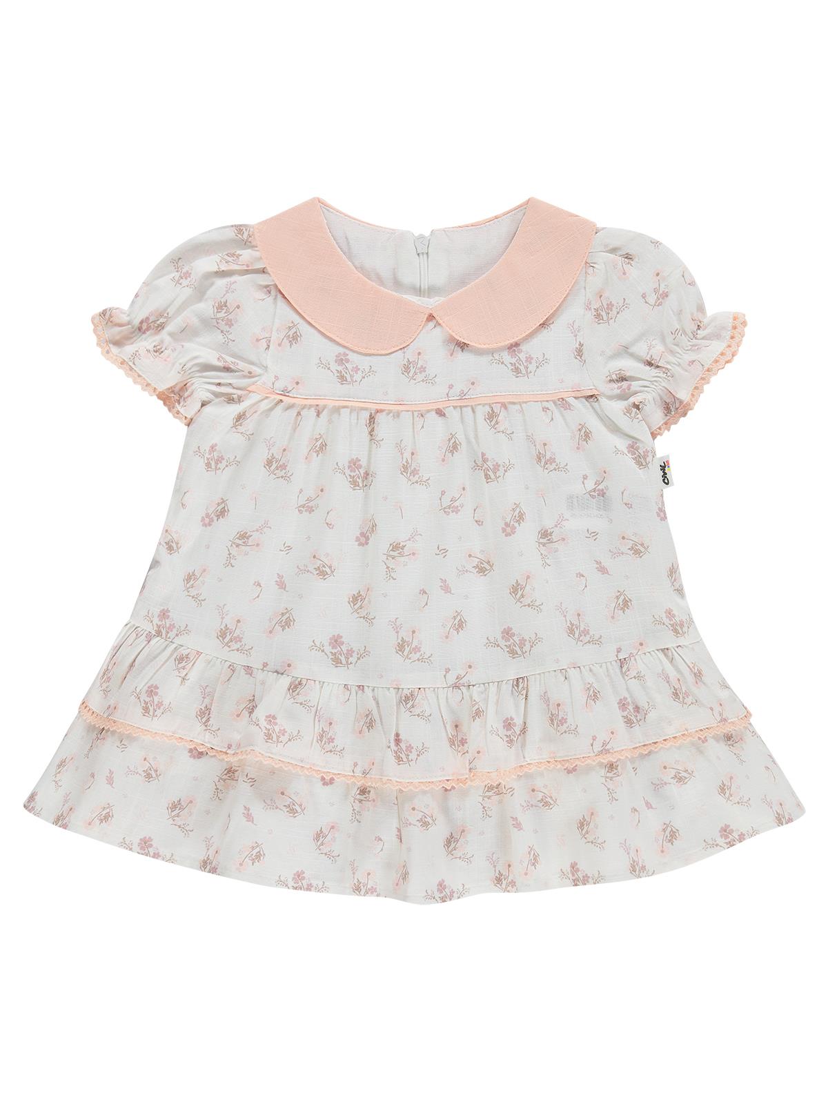Civil Baby Çiçek Empirme Bebe Yaka 6-18 Ay Elbise - Beyaz
