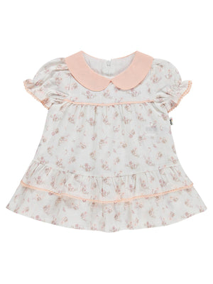Civil Baby Çiçek Empirme Bebe Yaka 6-18 Ay Elbise - Beyaz