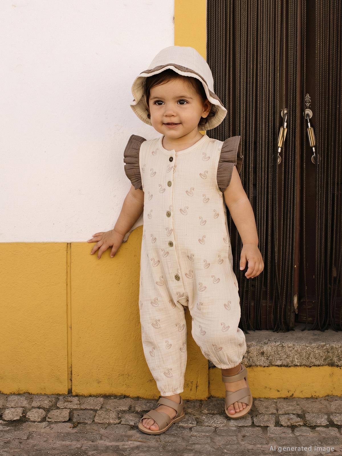 Civil Baby Kuğu Empirme 6-18 Ay Tulum - Bej