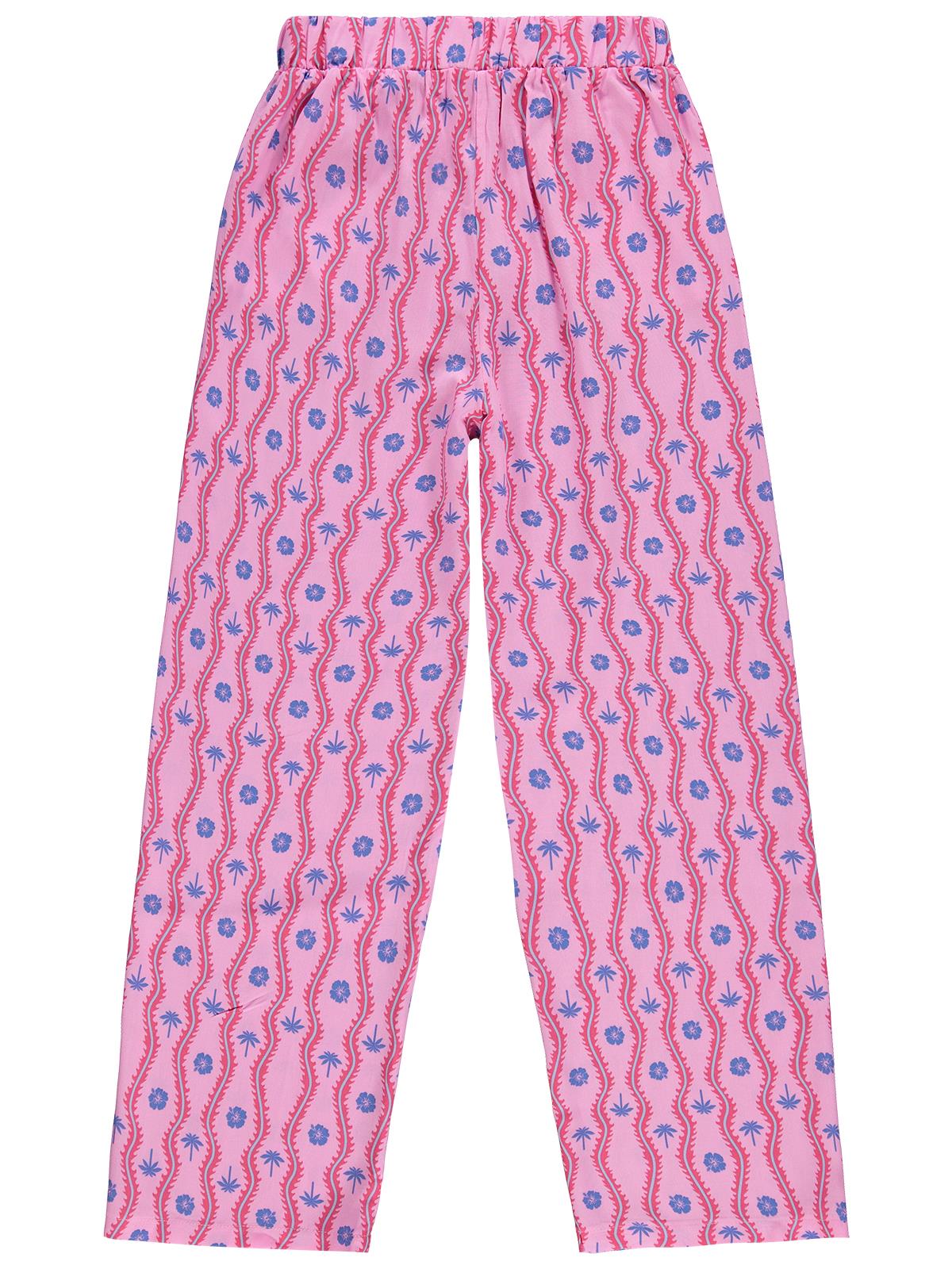 Civil Girls Palmiye Desenli Bol Paça 10-13 Yaş Pantolon - Lila