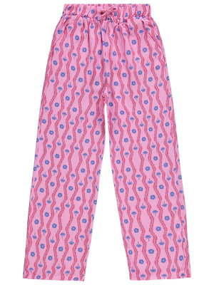Civil Girls Palmiye Desenli Bol Paça 10-13 Yaş Pantolon - Lila