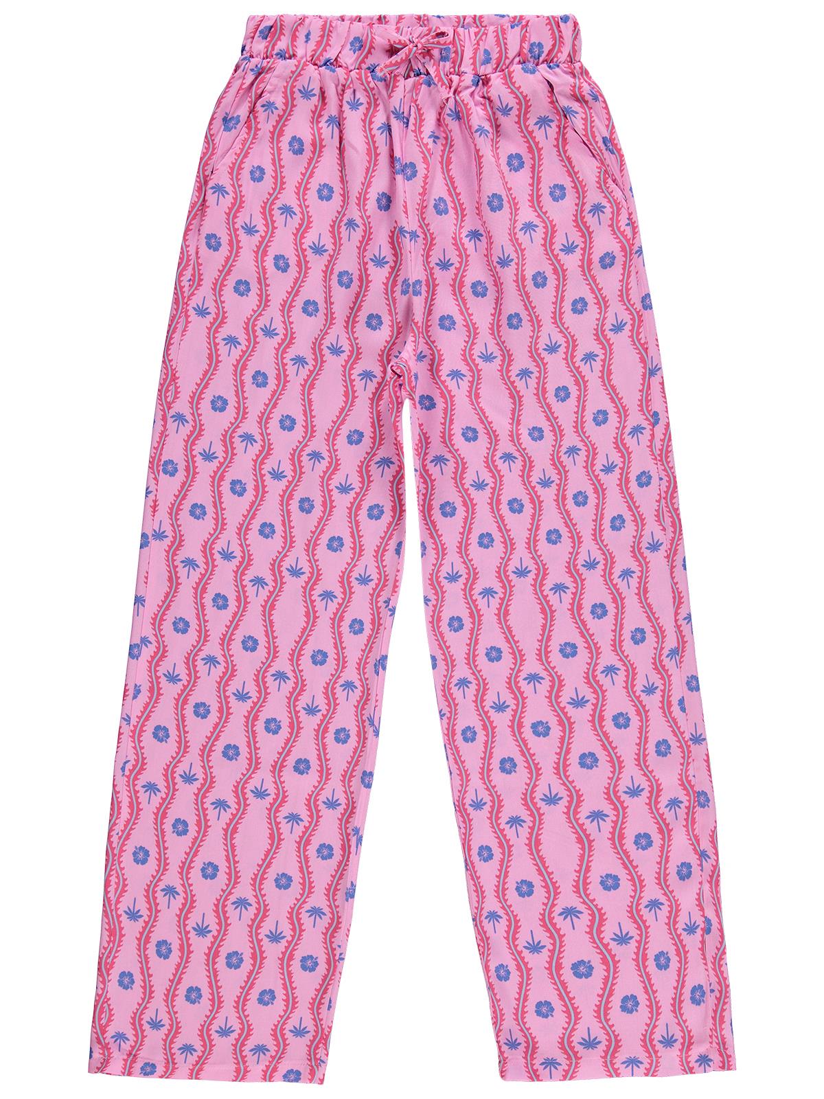 Civil Girls Palmiye Desenli Bol Paça 10-13 Yaş Pantolon - Lila