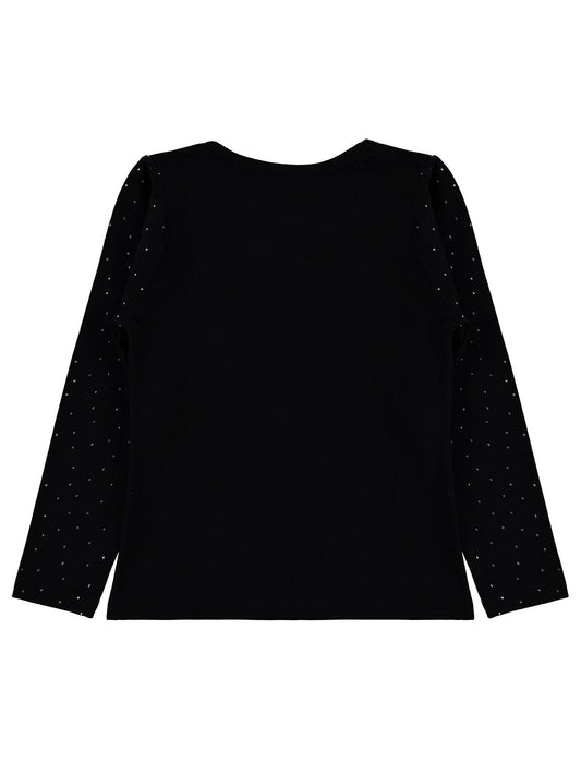 Civil Kız Çocuk Taşlı Sweatshirt | Modal Uzun Kol Bisiklet Yaka Taş | Okul Kreş ve Günlük Kullanım - Siyah