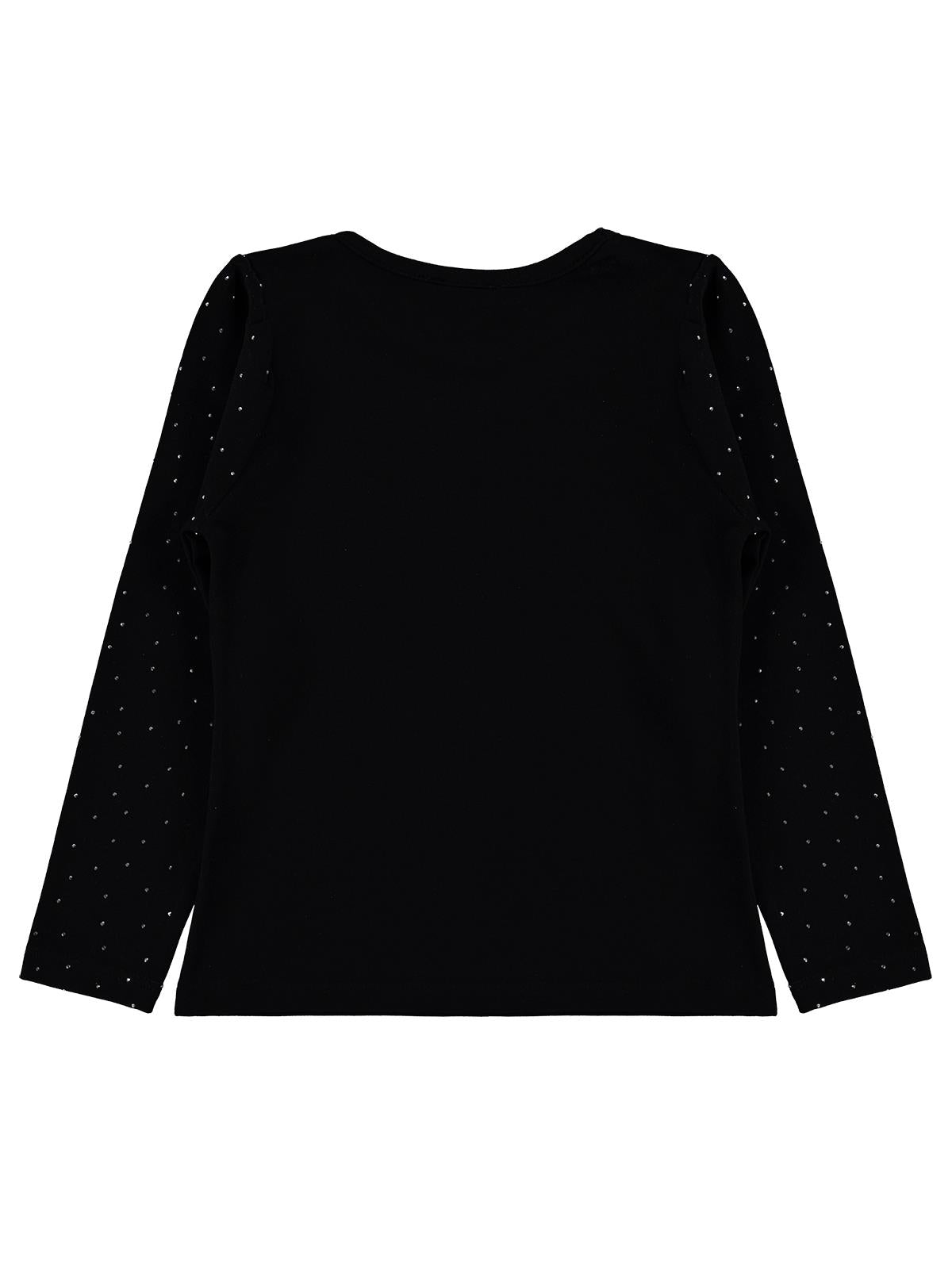 Civil Kız Çocuk Taşlı Sweatshirt | Modal Uzun Kol Bisiklet Yaka Taş | Okul Kreş ve Günlük Kullanım - Siyah
