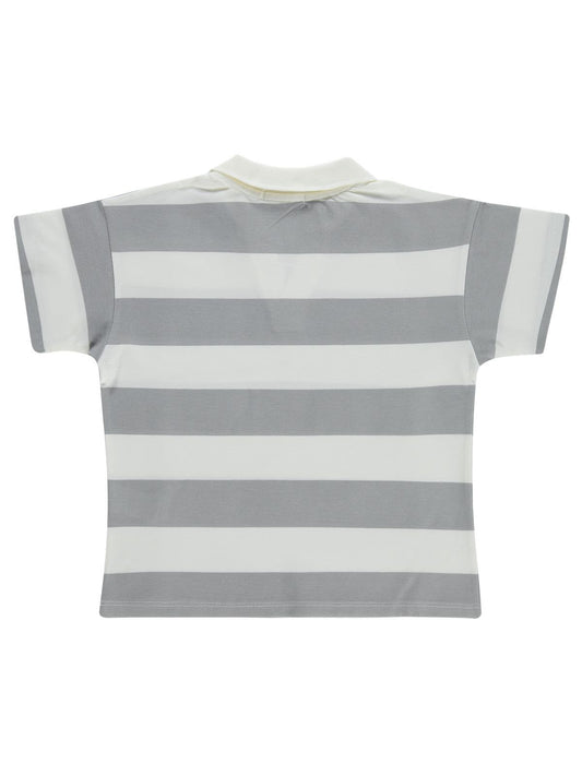 Civil Girls Çizgili Polo Yaka 6-9 Yaş Tişört - Gri
