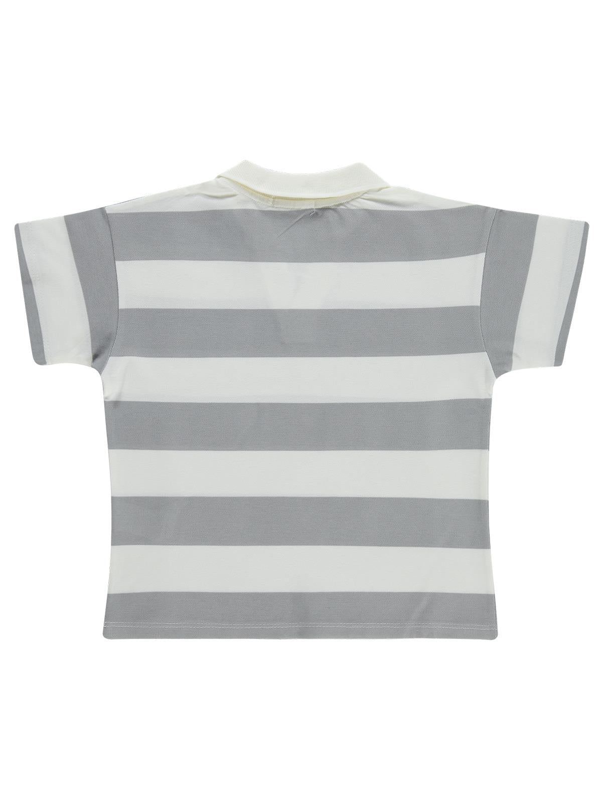 Civil Girls Çizgili Polo Yaka 6-9 Yaş Tişört - Gri