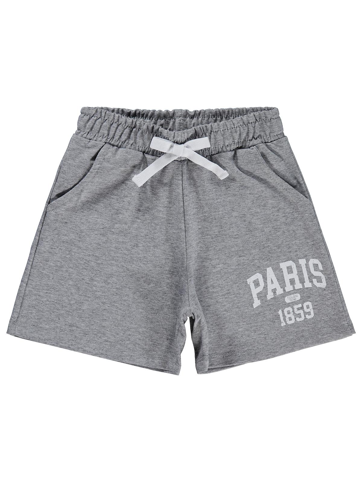 Civil Girls Paris Baskılı 2-5 Yaş Şort - Gri