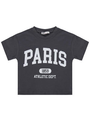 Civil Girls Paris Baskılı 2-5 Yaş Tişört - Gri