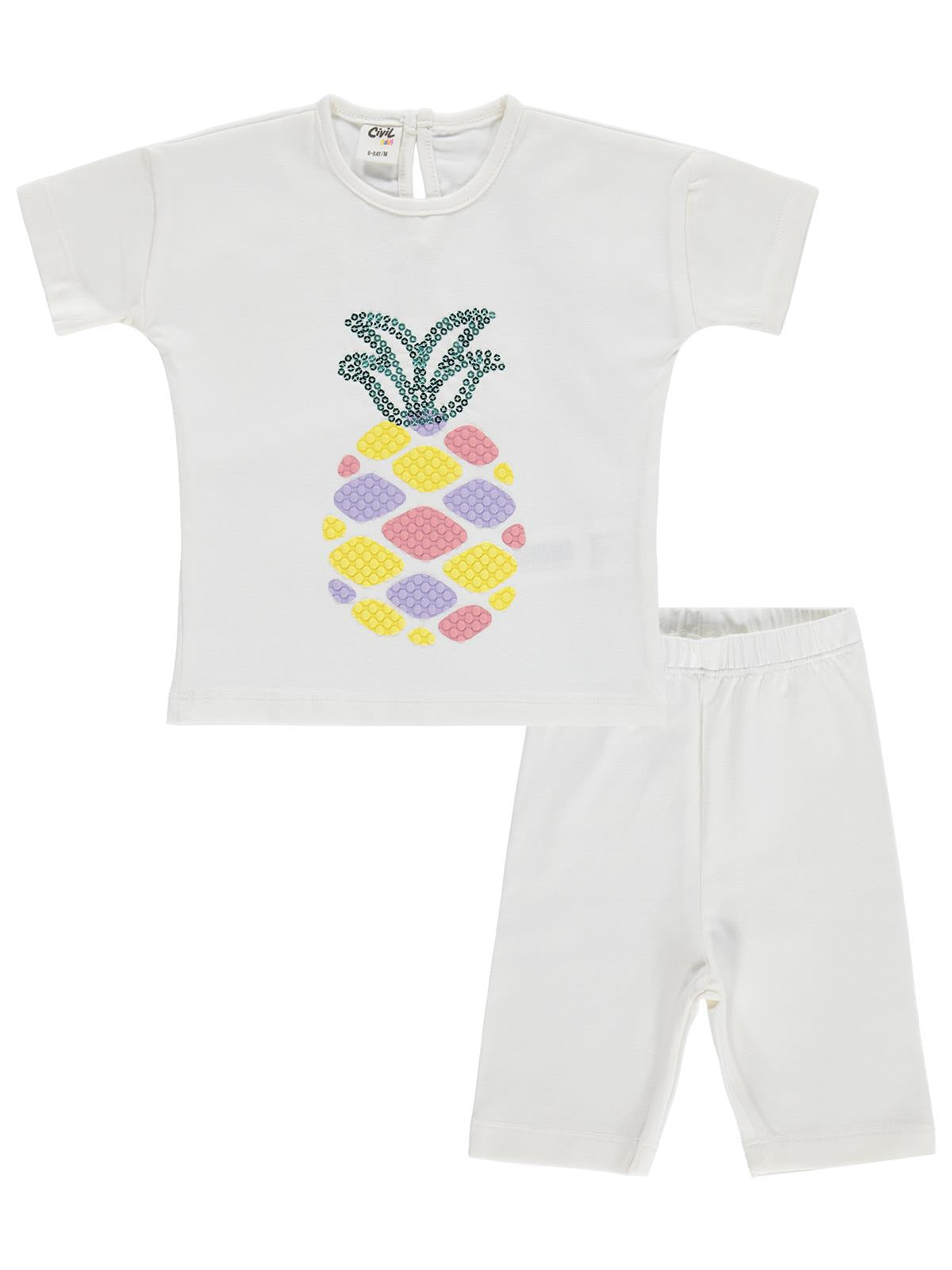 Civil Baby Ananas Nakışlı 6-18 Ay Takım - Ekru