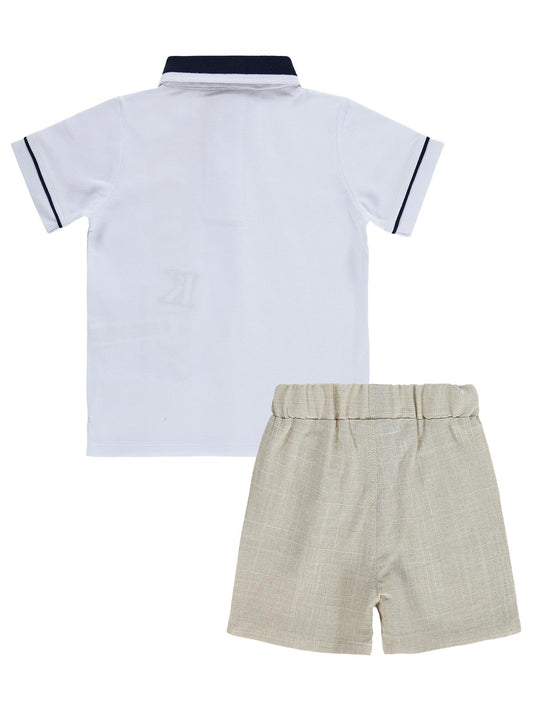 Pierre Cardin Cool Kıds Baskılı Şortlu 2-5 Yaş Takım - Beyaz
