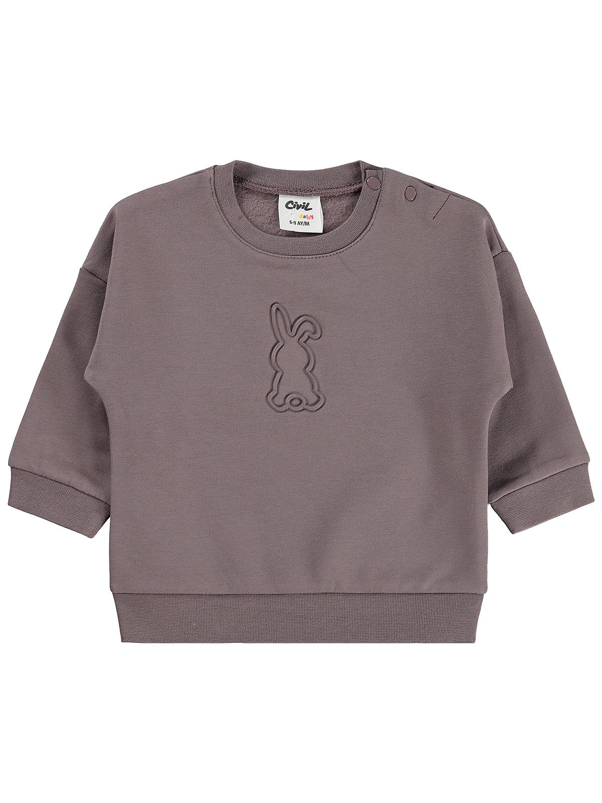 Civil Baby Tavşan Baskılı Basic 6-18 Ay Sweatshirt - Kahve