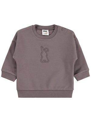 Civil Baby Tavşan Baskılı Basic 6-18 Ay Sweatshirt - Kahve