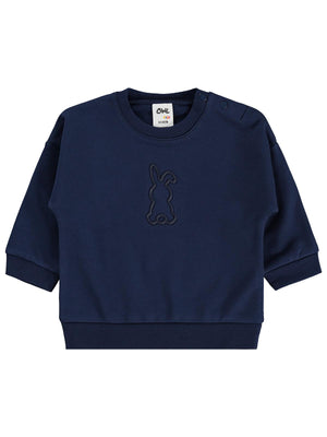 Civil Baby Tavşan Baskılı Basic 6-18 Ay Sweatshirt - Lacivert
