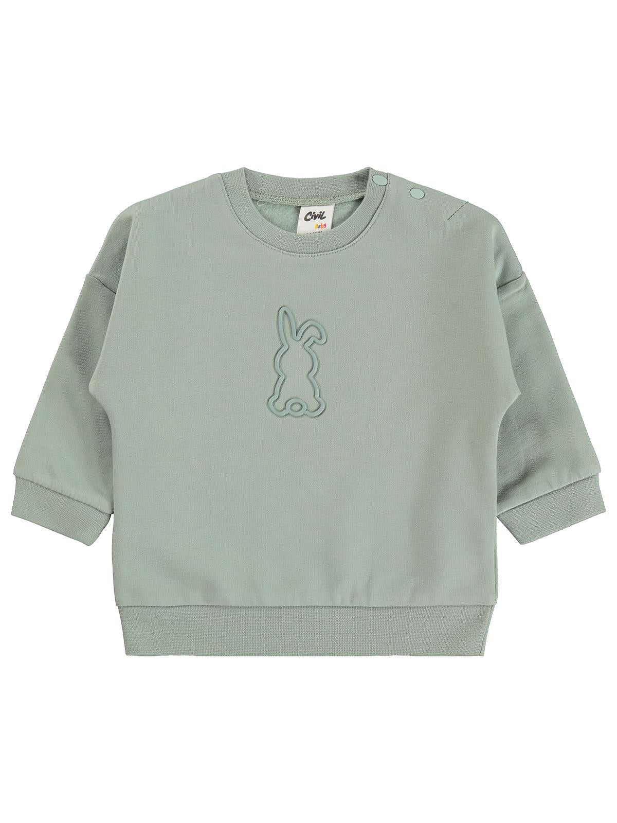 Civil Baby Tavşan Baskılı Basic 6-18 Ay Sweatshirt - Yeşil