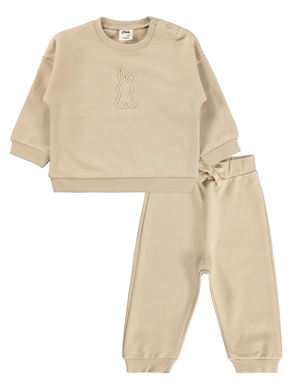 Civil Baby Tavşan Baskılı Basic 6-18 Ay Takım - Gri