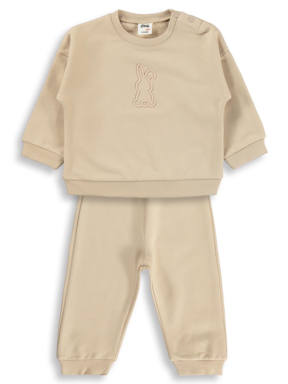Civil Baby Tavşan Baskılı Basic 6-18 Ay Takım - Gri