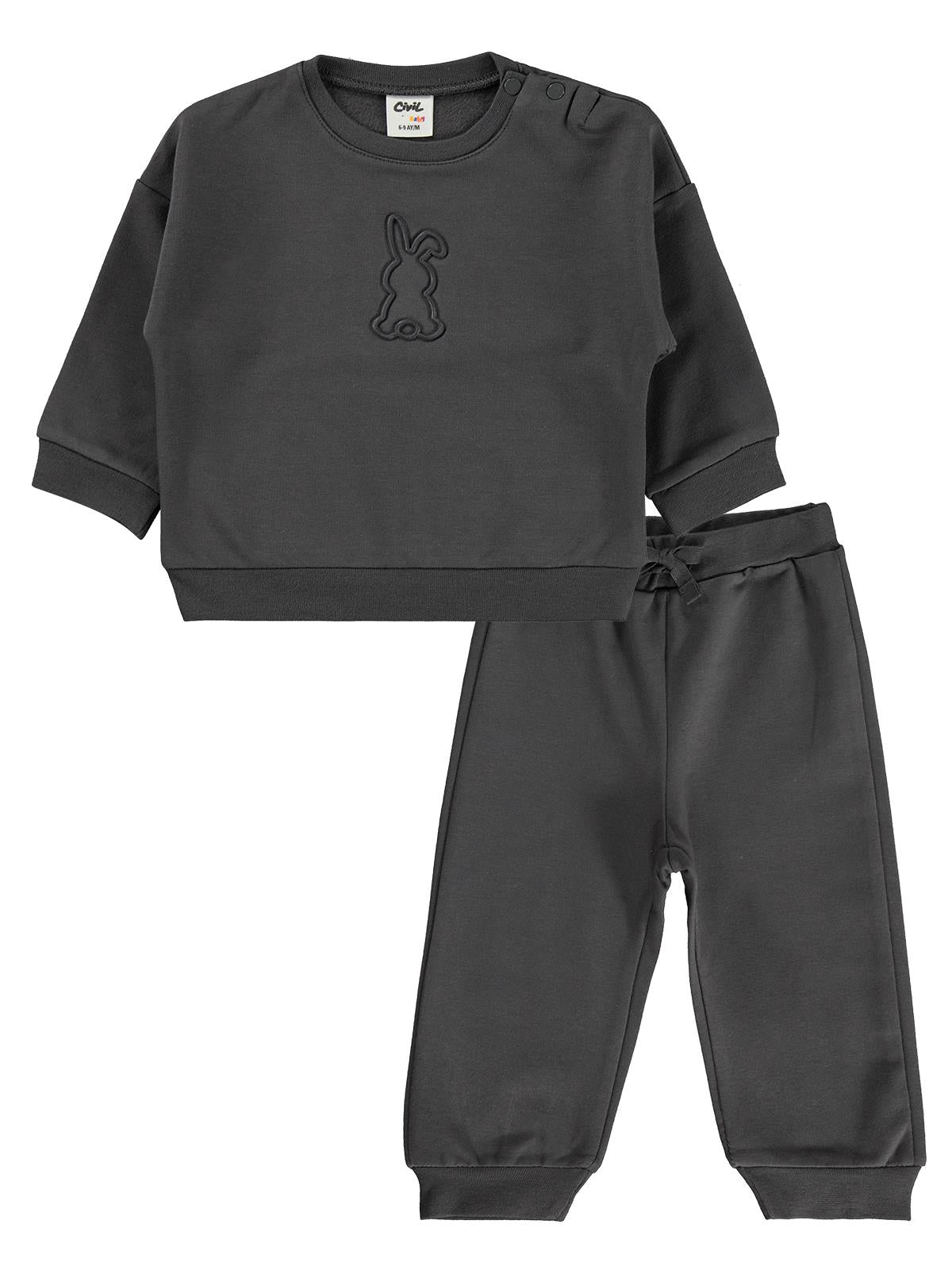 Civil Baby Tavşan Baskılı Basic 6-18 Ay Takım - Gri