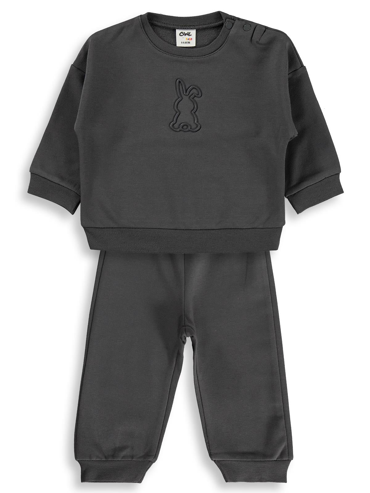 Civil Baby Tavşan Baskılı Basic 6-18 Ay Takım - Gri