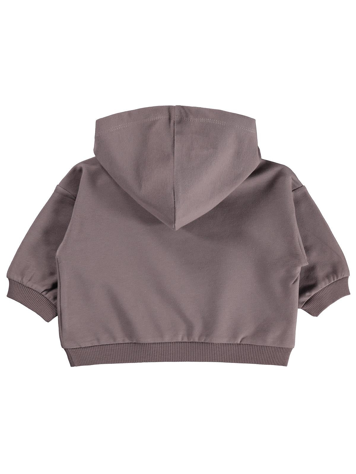 Civil Baby Çiçek Nakışlı Kapşonlu Basic 6-18 Ay Sweatshirt - Kahve