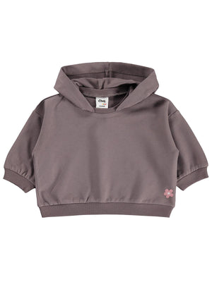 Civil Baby Çiçek Nakışlı Kapşonlu Basic 6-18 Ay Sweatshirt - Kahve