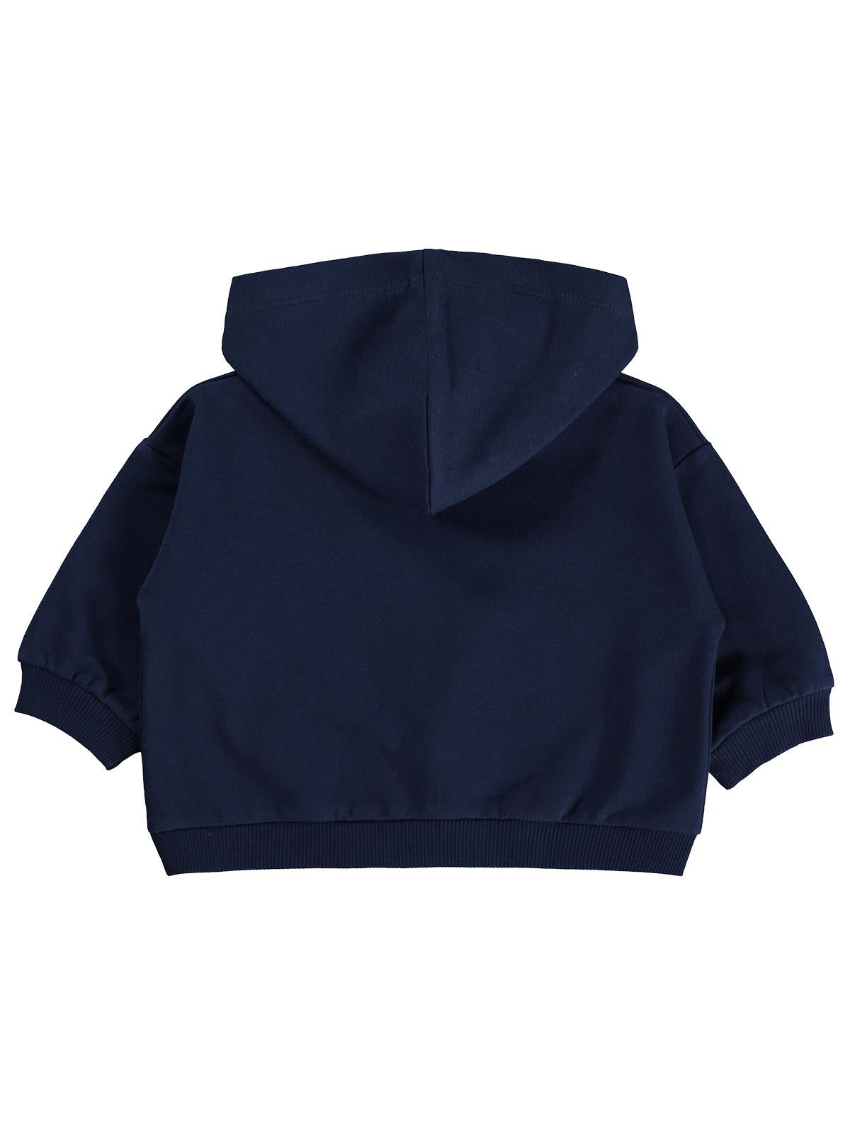 Civil Baby Çiçek Nakışlı Kapşonlu Basic 6-18 Ay Sweatshirt - Lacivert