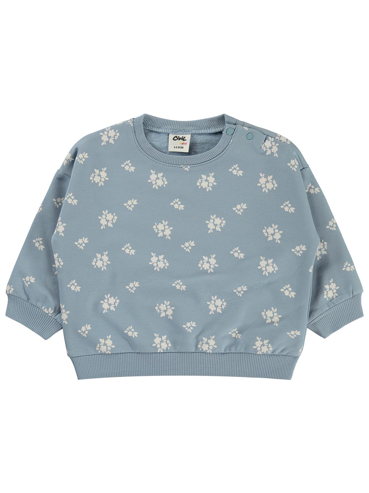 Civil Baby Çiçek Empirme Basic 6-18 Ay Sweatshirt - Mavi