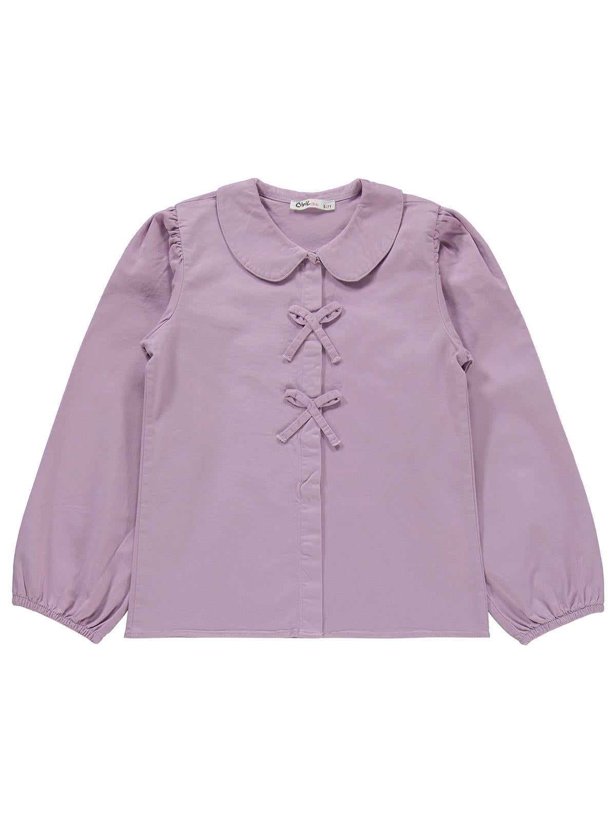 Civil Girls Fiyonklu Gömlek Pantolon İkili 6-9 Yaş Takım - Lila